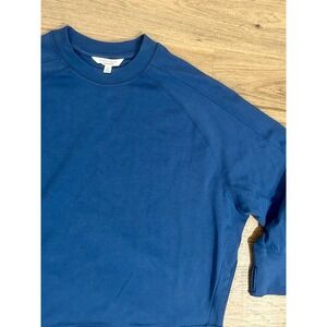 Earth Yoga Tunic Sweatshirt M Oversized Activewear Sustainable Blue Womens NWOT